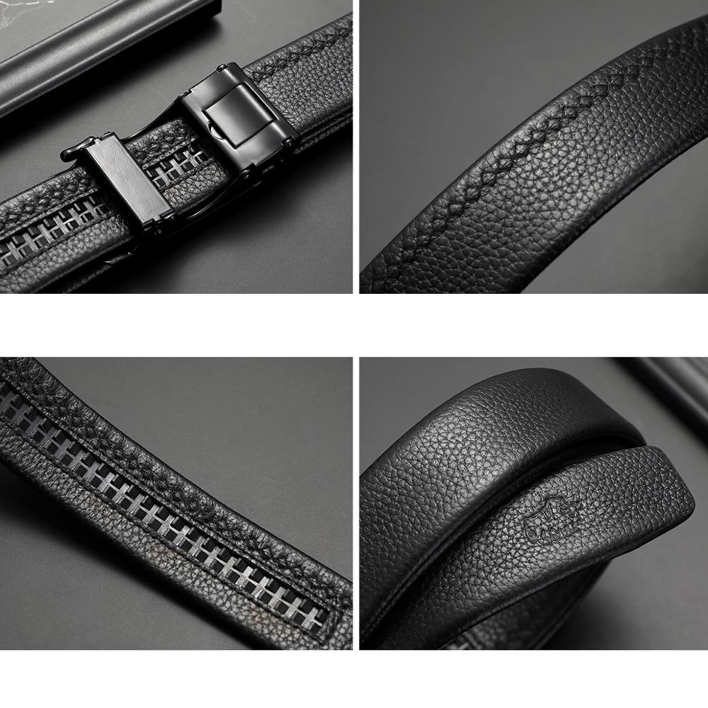 BISON DENIM Brand Genuine Leather Belt New Male Designer Automatic Alloy Buckle Cowskin Leather Luxury Strap Men Belt N71512
