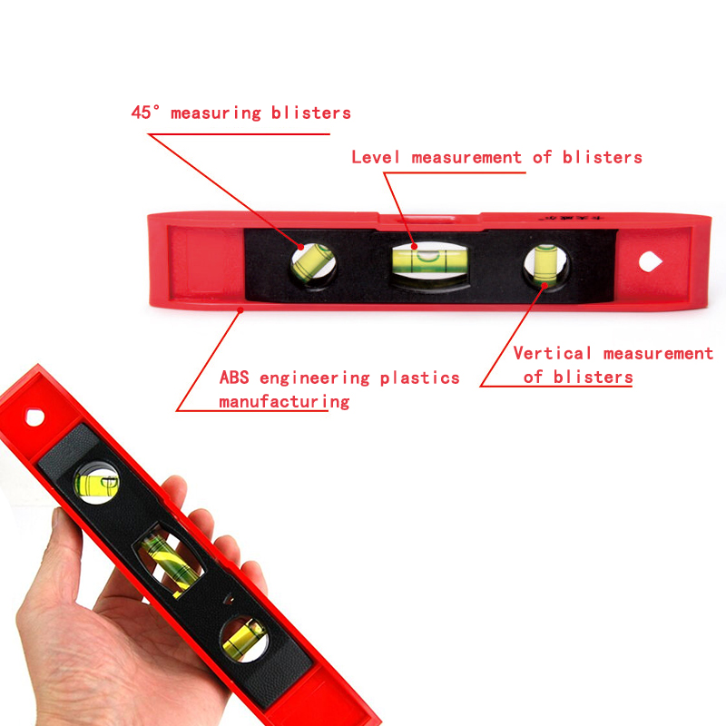 3 Bubble Spirit Level Bubble Ruler Magnetic ABS Shell Vertical Horizontal 45 Degree Bubble Level Measuring Instrument Tool