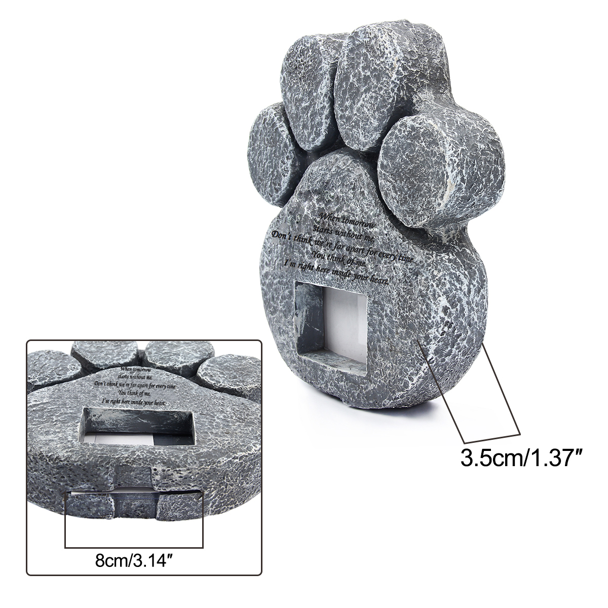 Pet Memorial Stone Paw Print Photo Frame Grave Pet Monument Tombstone For Dogs Cats Animal Funeral Tombstone