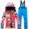 -30 Women's Snow Suit Wear Winter Outdoor Sports Girl Costume Snowboard Clothing Waterproof Ski Sets Jacket + Strap Pant Female