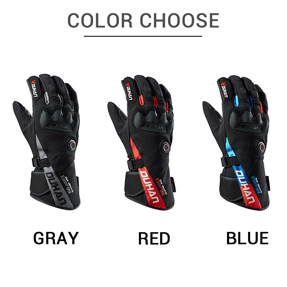 DUHAN Heated Gloves With Battery Powered Winter Outdoor Thermal Motorcycle Riding Gloves Waterproof keep Warm Moto Guantes