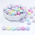 Joepada 100Pcs/lot Lentil Beads 12mm Pearl Food Grade Silicone Teether DIY Baby Teething Necklace Accessories BPA Free