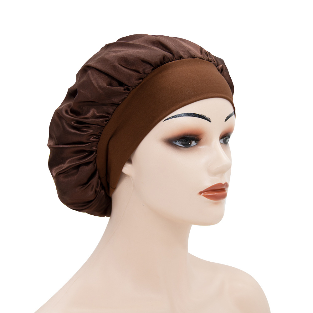 2020 Muslim solid color turban hat soft satin sleep cap women wrap head hijab caps hair care hat chemotherapy hijab bonnet