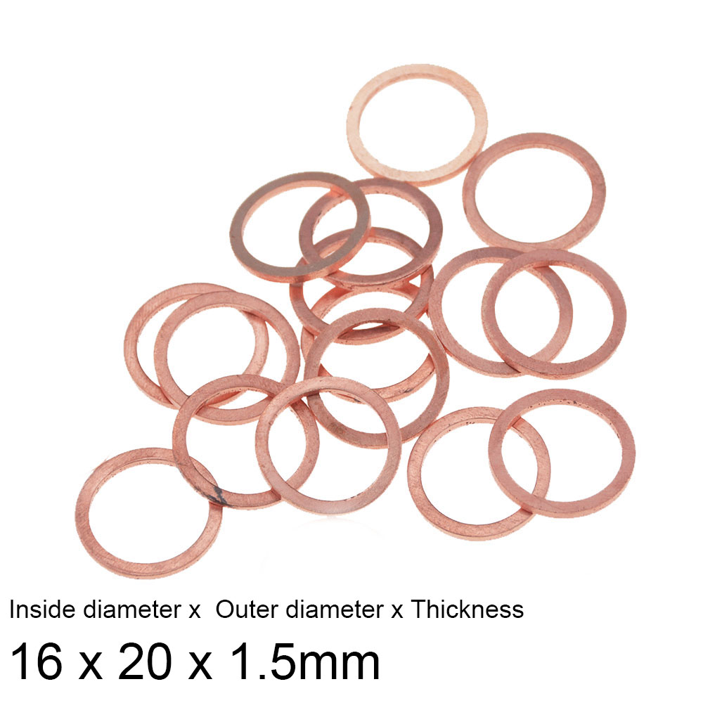 20PCS/Pack Solid Copper Washer Flat Ring Gasket Sump Plug Oil Seal Fittings 10*16*1MM Washers Fastener Hardware Accessories