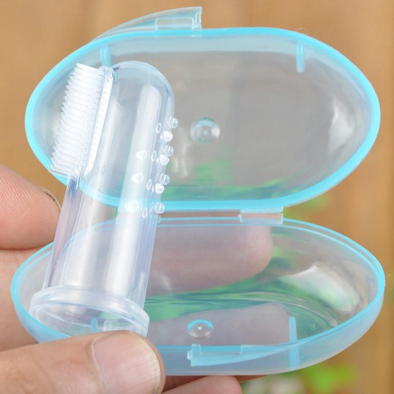 Dog Cat Baby Cleaning Finger Toothbrush Storage Box Super Soft Pet Finger Toothbrush Storage Supplies Finger Toothbrush And Box
