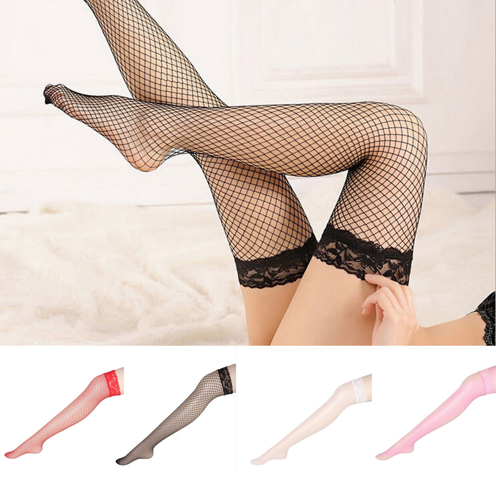 Sexy Women's Hosiery Lace Top Stay Up Stockings High Stockings Ladies Hollow Mesh Nets Lace Fishnet Stockings Pantyhose #W3