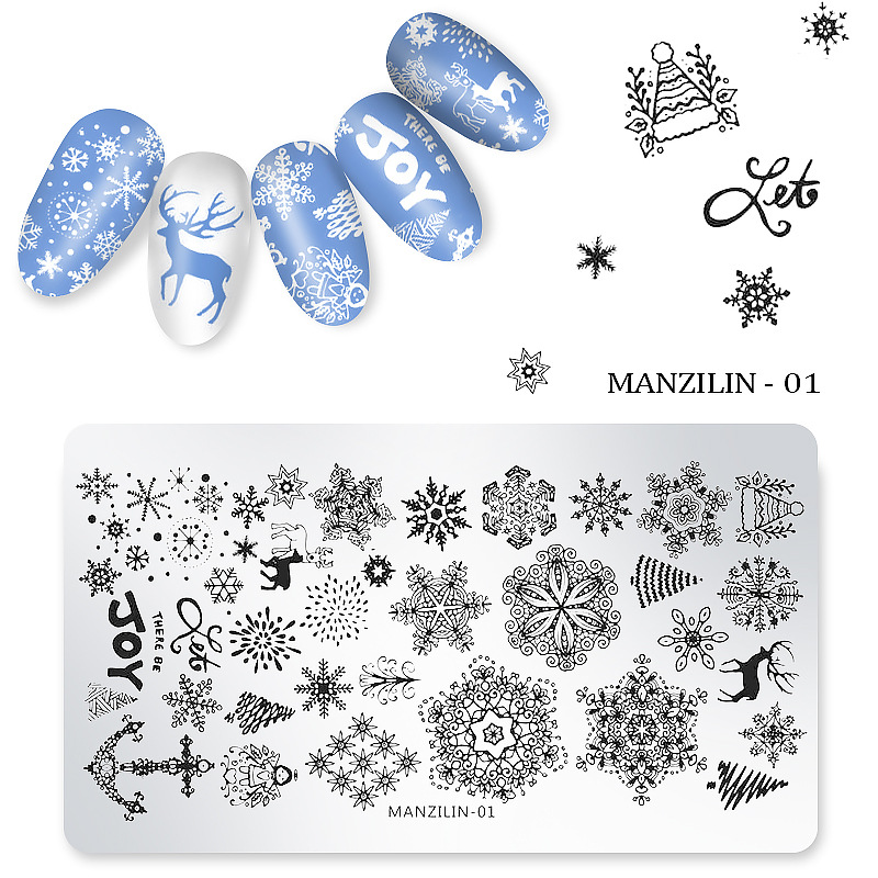 6x12cm Rectangle Nail Art Christmas Printing Mold Steel Plate Nail Printing Tool Snowflake Nail Decoration Accessories