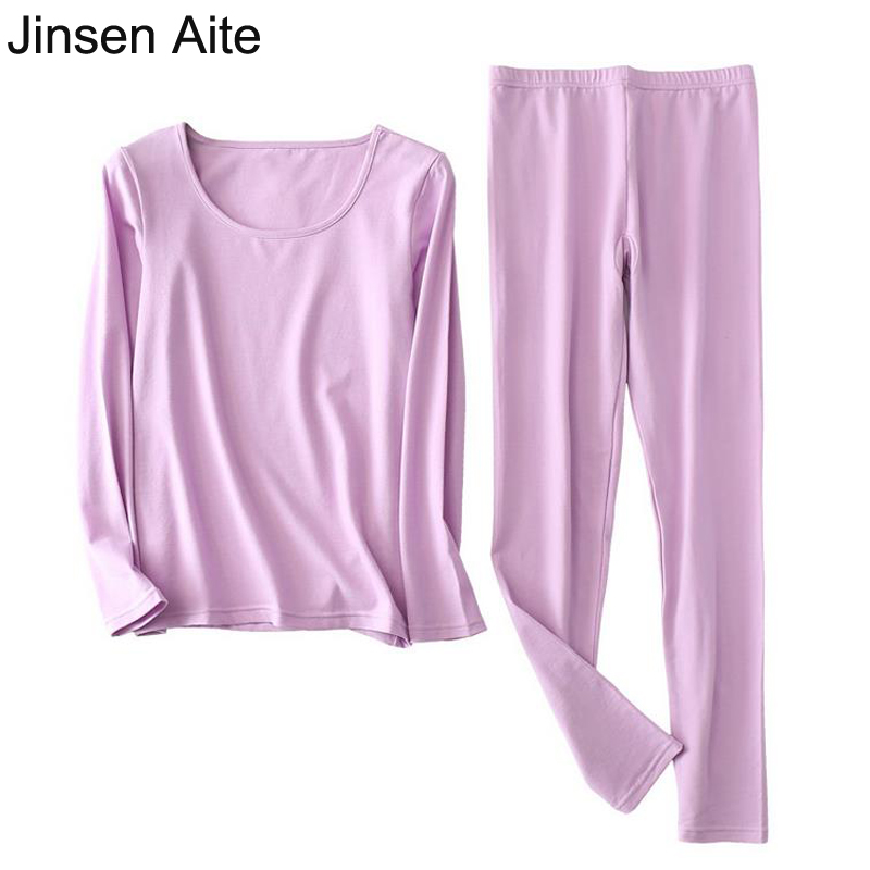 Jinsen Aite XL-6XL Plus Size Cotton Long Johns for Women Large Size 2018 New Autumn Winter Female Thermal Underwear Sets JS675