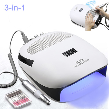 140W 3-IN-1Multifunction Nail Dust Vacuum Cleaner & Electric Nail Drill &UV LED Nail Lamp Manicure Machine For Nail Salon Tool