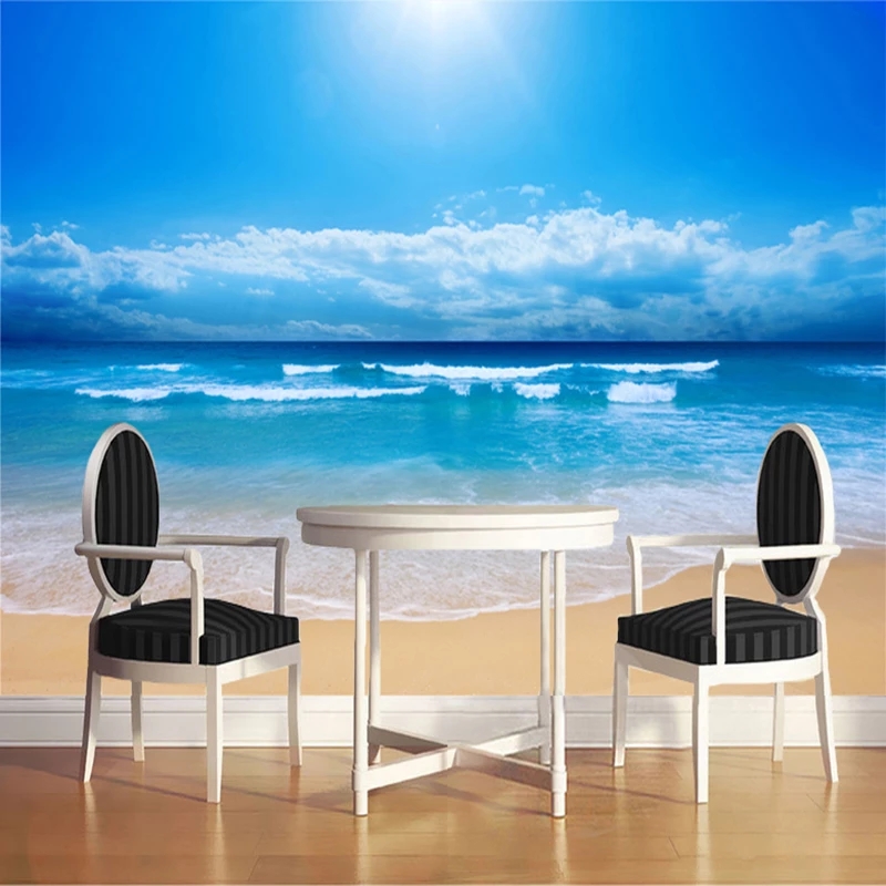 Custom 3D Photo Wallpaper Sea View Wall Painting Living Room Sofa Bedroom TV Background Wall Paper Sea Sunshine Beach Wall Mural