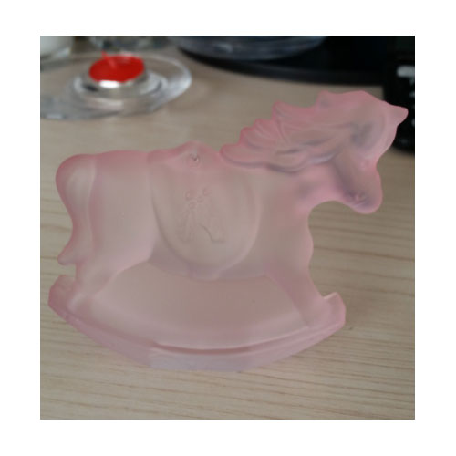 Pink Glass Horse Statue For Ornament