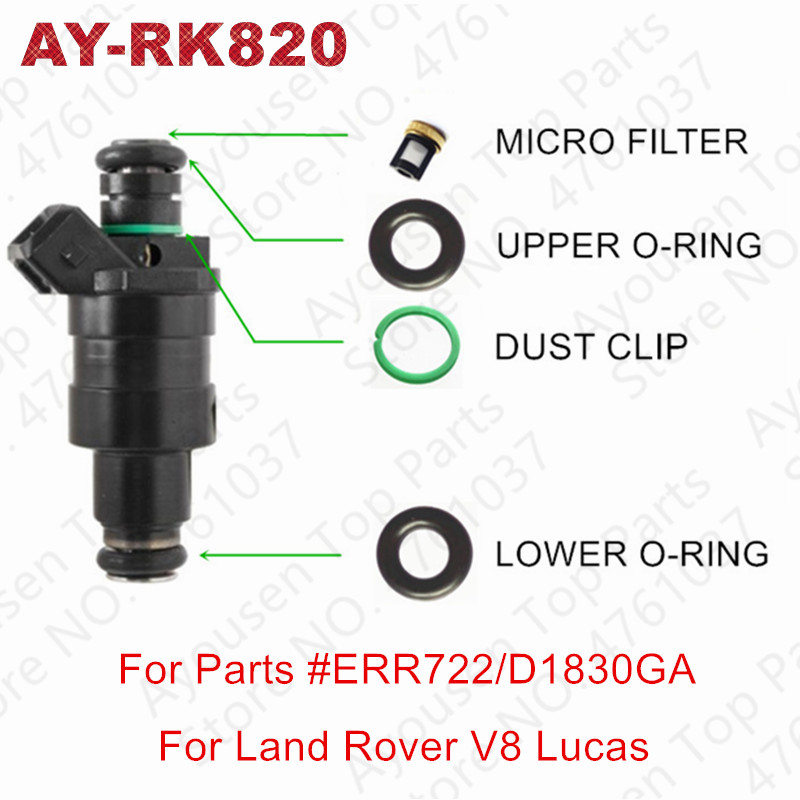 10Sets For Land Rover V8 Lucas Sagem ERR722 D1830GA Fuel Injector Seals & Filters Repair Kits (AY-RK820)