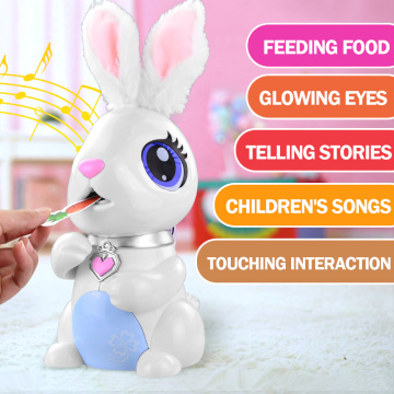 Robot Toy Hungry Bunnies Interactive Robotic Rabbit Gift for Kids Pretend Food Eating Music Electronic Robot