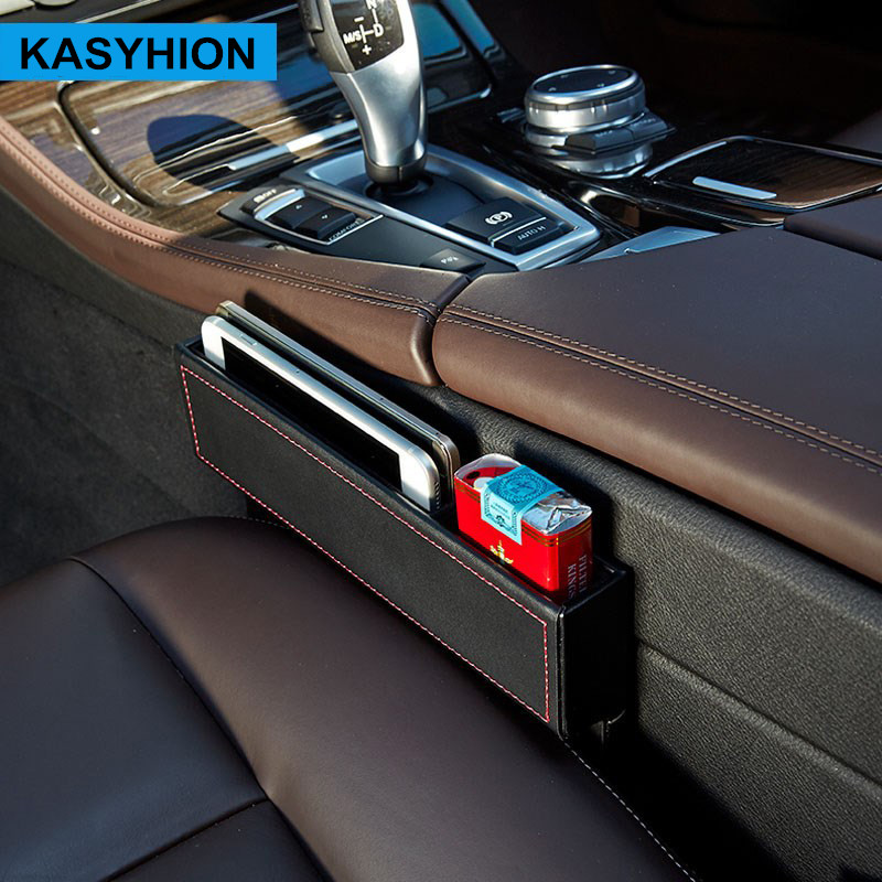 Leather Car Seat Crevice Storage Box Multi-Purpose Auto Gap Filler Organizers Carrying Pocket Middle Side Content Phone Holder