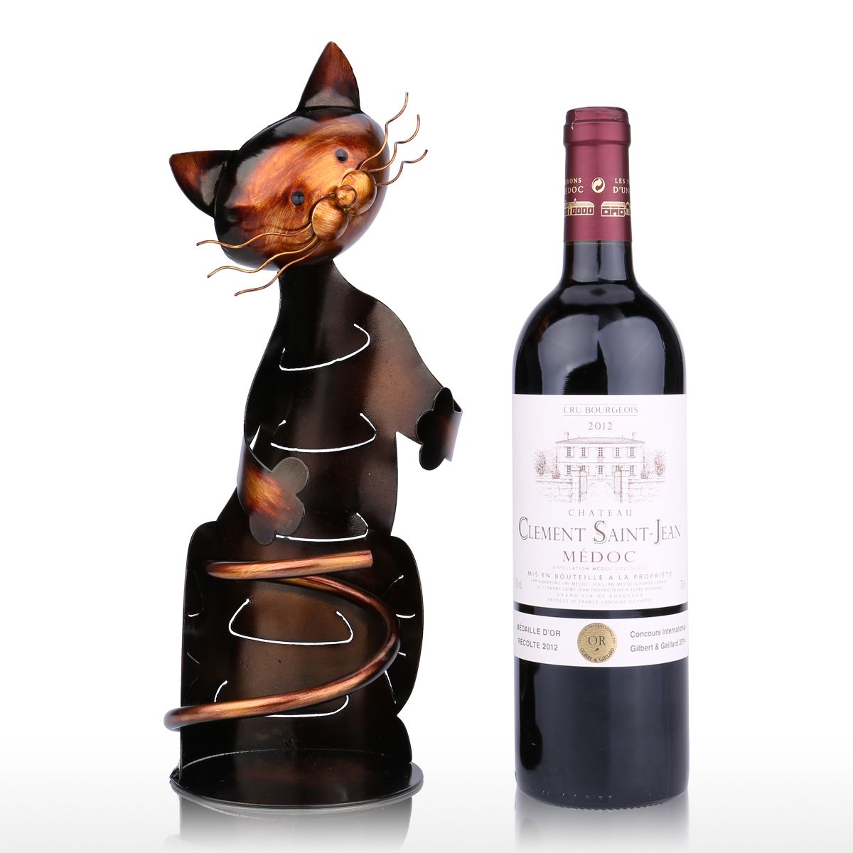 TOOARTS Cat Wine Rack Wine Holder Shelf Metal Practical Sculpture Wine stand Home Decoration Interior Crafts Christmas Gift