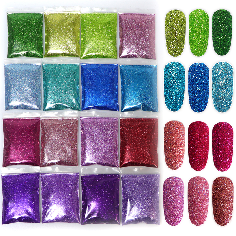 RIKONKA 10G Gradient Shiny Nail Powder Nails Art Glitter Sequins Chrome Pigment Sugar Dust Gel Polish Manicure Decorations Tips