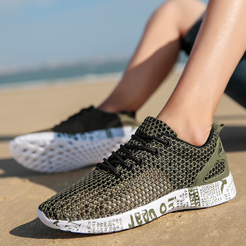 Ifrich 2018 Spring Autumn Men Water Shoes Outdoor Anti-Slippery Beach Shoes Lightweight Lace-Up Aqua Shoes Mesh Breathable