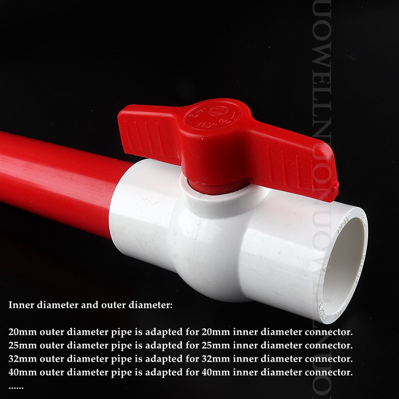 2pcs I.D 20-50mm PVC Ball Valve Garden Water Pipe Connector Irrigation Tube Globe Valve Water Valve PVC Pipe Fittings Connector
