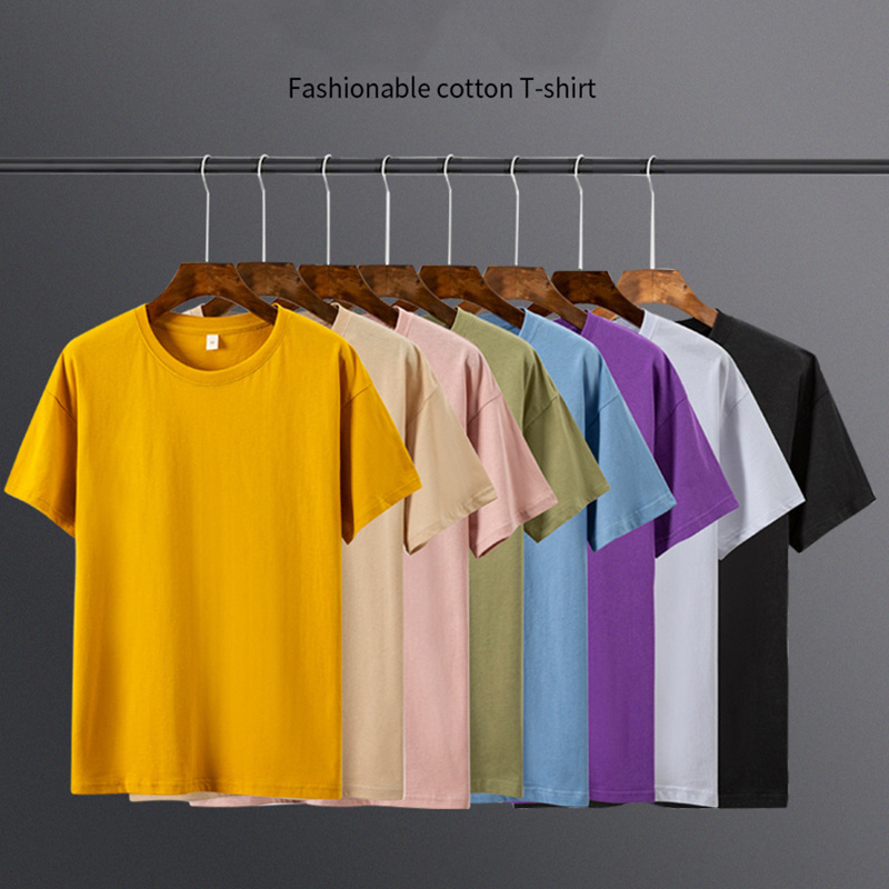 2020 Men's T Shirt 8 Basic Colors Short Sleeve Slim T-shirt Young Men Pure Color Tee Shirt 3XL Size round Neck Top Tee Causal