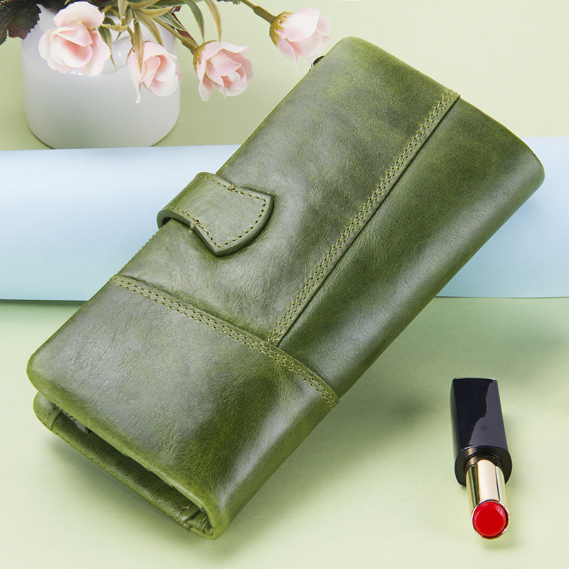 Contact's New Genuine Leather Wallet Fashion Coin Purse For Ladies Women Long Clutch Wallets With Cell Phone Bags Card Holder