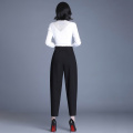 [EAM] High Elastic Waist Black Leisure Long Harem Trousers New Loose Fit Pants Women Fashion Tide Spring Autumn 2021 1DD0467