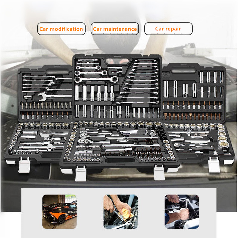 HS Tools 94 PCS Hand Tool Sets Ratchet Spanner Torque Wrench Socket Set Professional Car Repair Tool Box Kits Mechanic Tools
