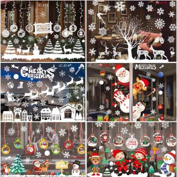 Christmas Window Stickers Merry Christmas Decorations For Home Christmas Wall Sticker Kids Room Wall Decals New Year Stickers