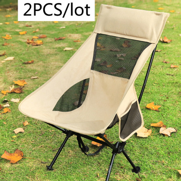 2 PCS/Lot Portable Camping Chair Travel Ultralight Folding Chair High Load Outdoor Beach Hiking Picnic BBQ Seat Fishing Tools