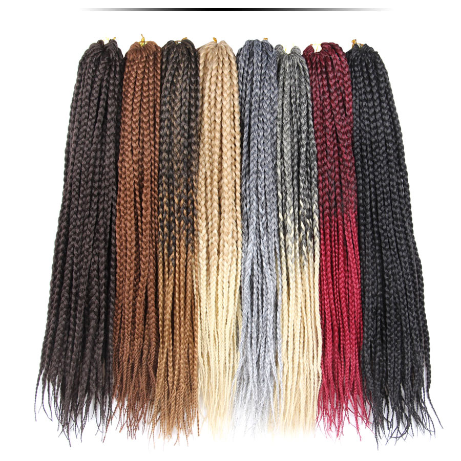 Alileader Crochet Box Braids Hair Extensions 12Color Synthetic Box Braids Hair Extensions Crochet Synthetic Hair Braid Ombre