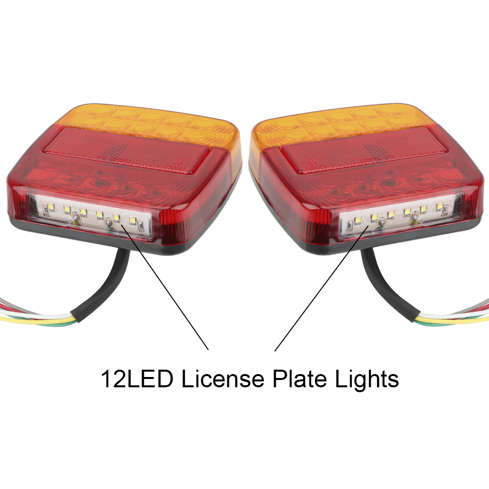 Turn Signal Indicator 26 LEDs Tail Light Trailer Truck Caravan Taillight 1 Pair Rear Reverse Brake Stop Lamp Number Plate Light