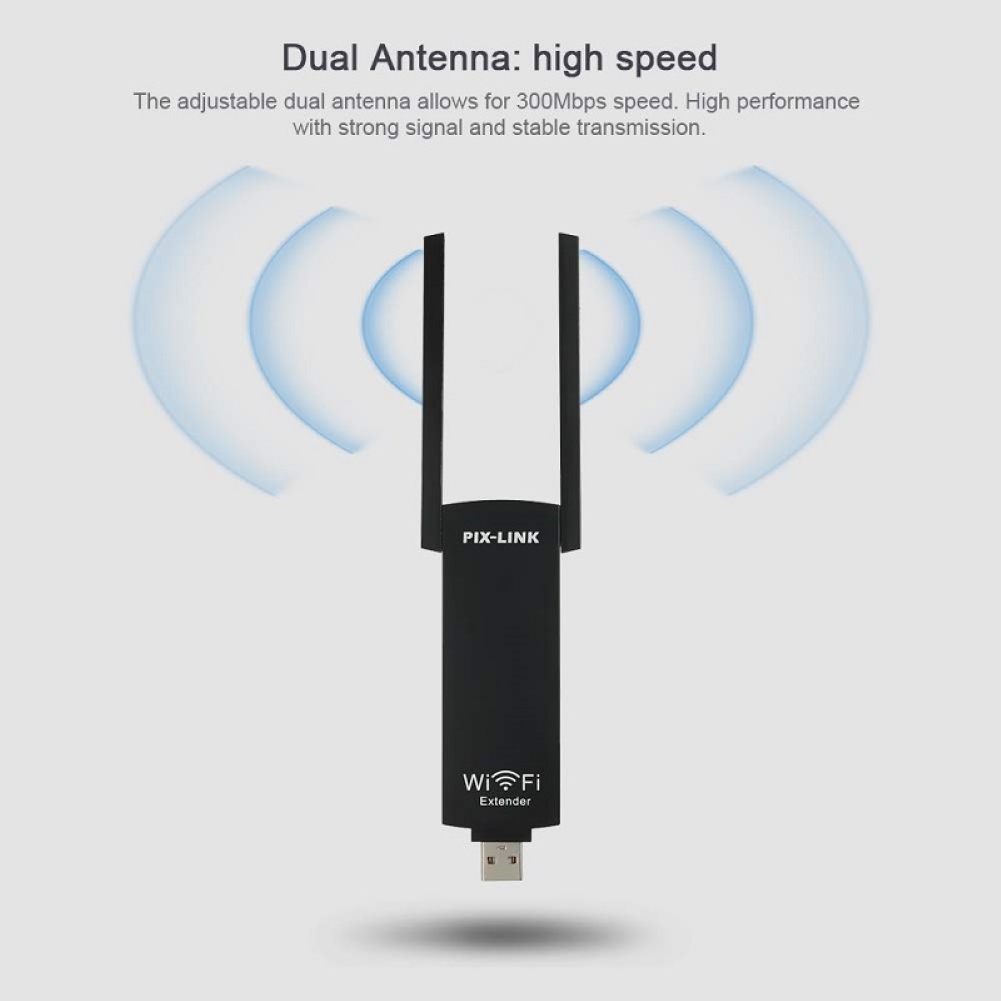 300Mbps Dual Antennas Wireless WiFi Router USB Repeater Signal Extender Booster computer Accessories for smart phones, laptops