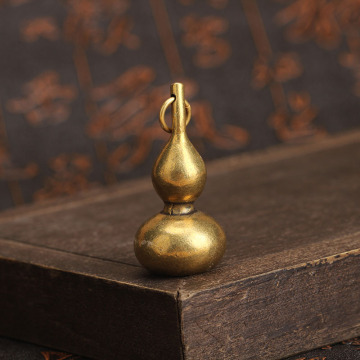 Chinese Pure Brass Solid Small Gourd Amulet Symbolizes Lucky Car Gift Hoist Creative Key Ring Hanging Pendant Home Decor