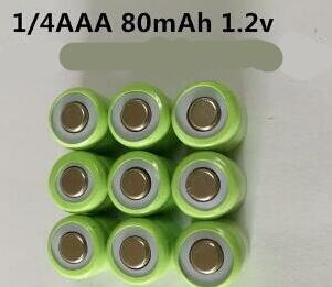 Free shippping 10pcs/lot 1.2V 1/4AAA 80mAh ni-mh rechargeable battery nickel metal hydride battery toy batter