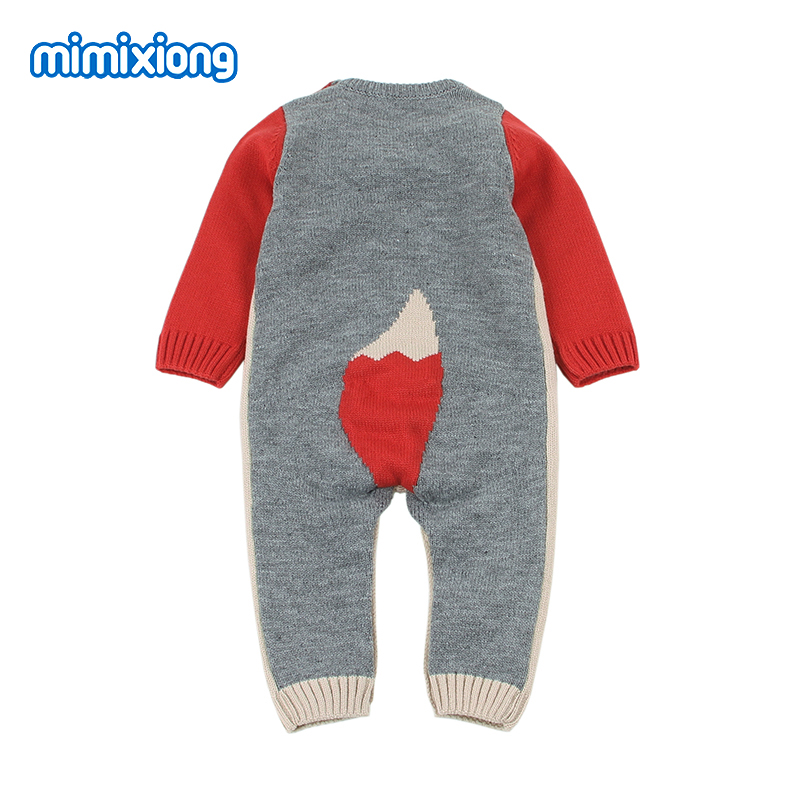 Baby Rompers Knitted Autumn Long Sleeves Toddler Girls Jumpsuits Outfits Fox Newborn Infant Boys Overalls Clothing Cute Fox Wear