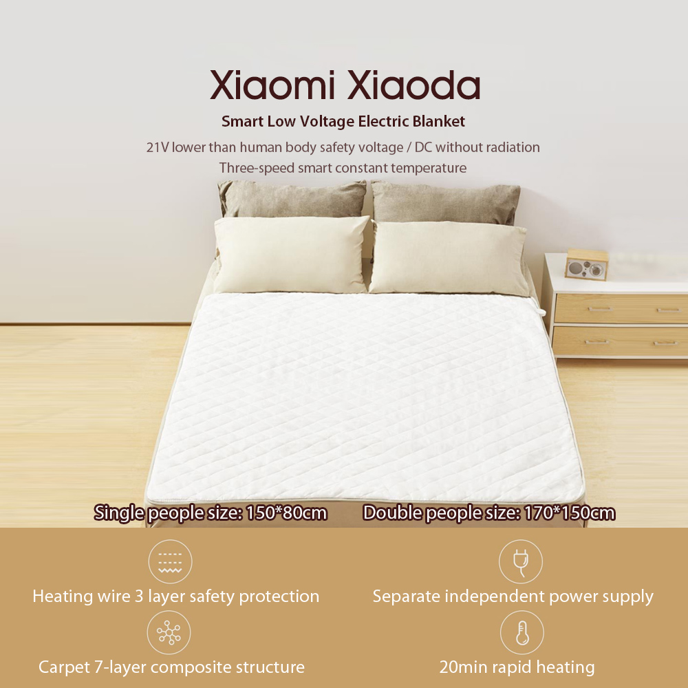 Xiaomi Xiaoda Smart Electric Blanket WIFI Version Intelligent Control Electric Heating Wire Heating Safe and Fast Heating Single
