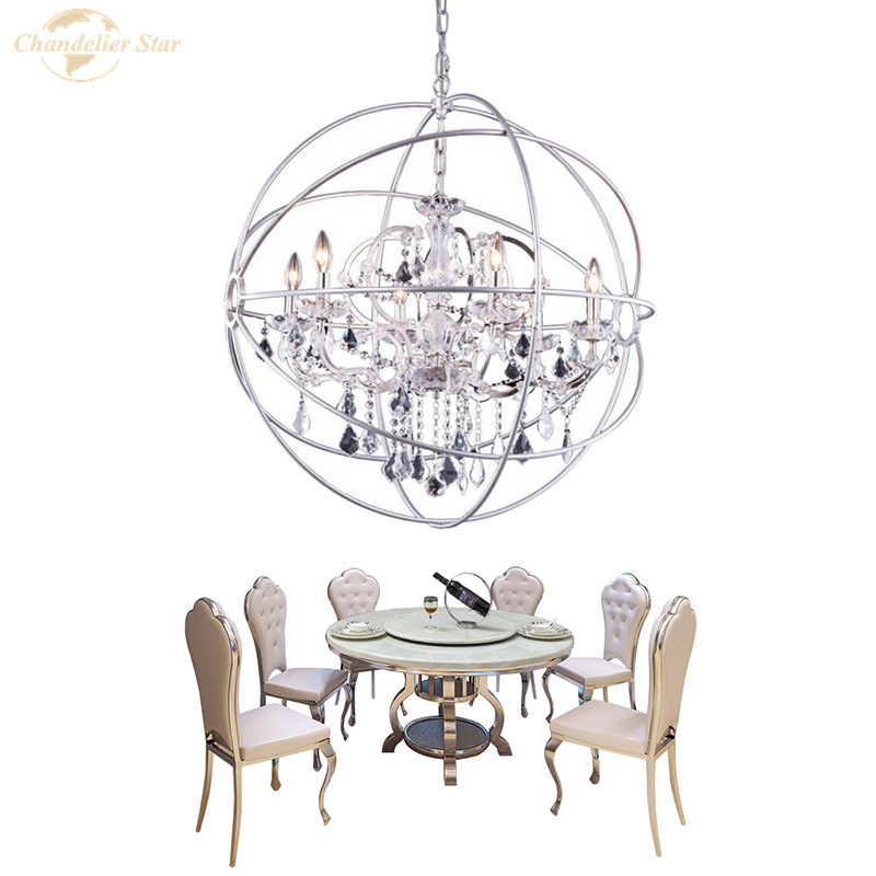 Classic Crystal Chandeliers Lighting Orb LED Candle Creative Lustre Light Fixture for Living Room Bedroom Dining Room Villa