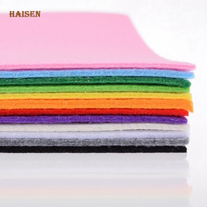 Haisen,3mm Thick Felt Non Woven Fabric Polyester Cloth For Home Decoration Pattern Bundle For Sewing Dolls Crafts Material 12pcs
