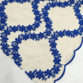 Royal Blue Flower Embroidery On Mesh Fabric