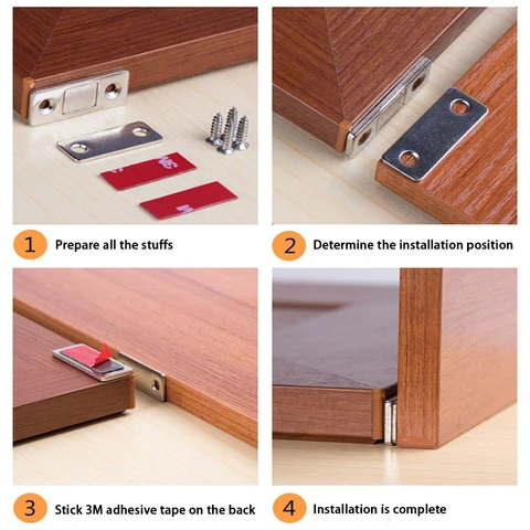 Stealth Magnetic Door Stopper Punch-free Doorstop Latch Closed Closer Ultra Thin Double Magnet Wardrobe Door Catch Hardware