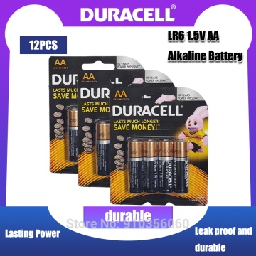 12PCS Original Duracell 1.5V AA Alkaline battery LR6 For Flashlight Toy Watch MP3 Player Clock Computer Mice Dry Primary Battery