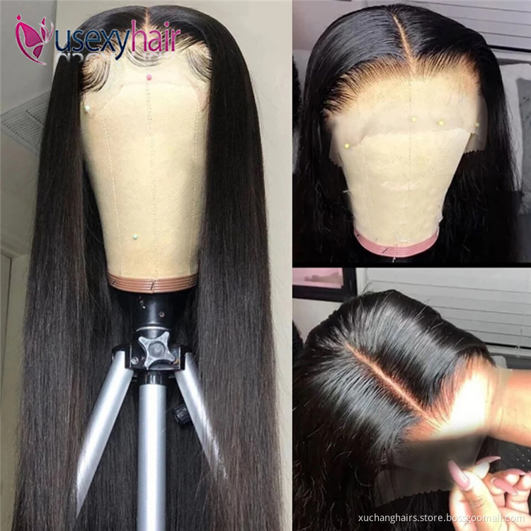 Custom glueless transparent swiss lace wig for black womenpre-plucked 13*6 virgin wigs human hair lace front brazilian