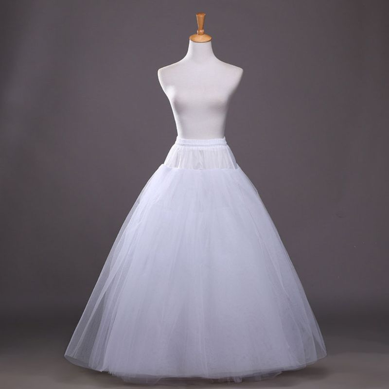 4-layer Hoop-free Long Style Half Skirt Petticoat Bridal Wedding Dress Lined Ladies Women Party Dresses Role-playing Lining