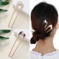 Women Girls Japanese Minimalist Style Metal Alloy U-Shape Conch ShellHair Clip Vintage Hair Sticks Maker Headwear Tool