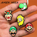 1pcs Super Mario Shoes Decoration 2020 Cartoon Shoe Accessories Original Croc Charms for Sandals Bracelets Jibz Kids Gifts U175