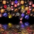 Laeacco Fireworks Firecracker Celebration Party Water Surface Night Scenic Photography Backdrops Photo Backgrounds Photo Studio