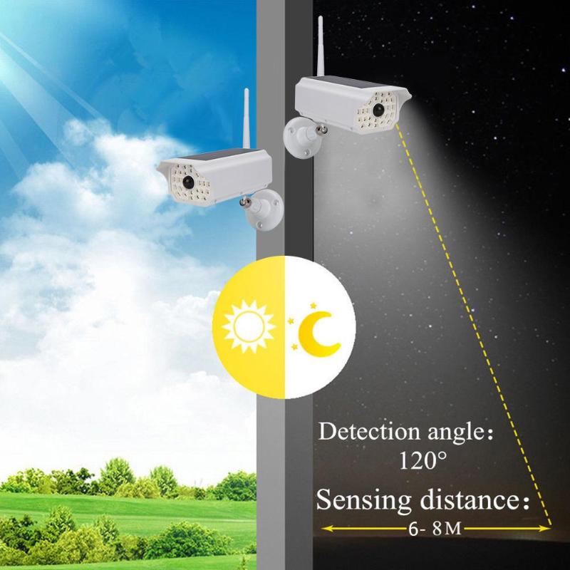Solar Power Dummy Camera Security Waterproof Fake Camera Outdoor Indoor Bullet LED Light Monitor Anti-Theft Home Induction Lamp