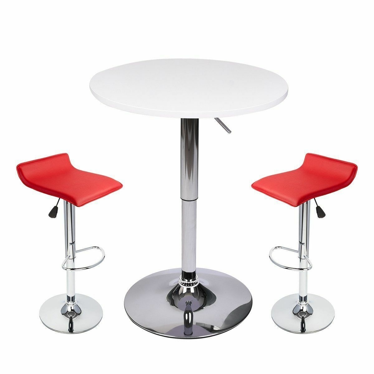 3-Piece Bar Table Bar Stools PU Leather Adjustable Height Swivel Home