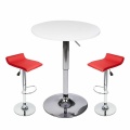 3-Piece Bar Table Bar Stools PU Leather Adjustable Height Swivel Home