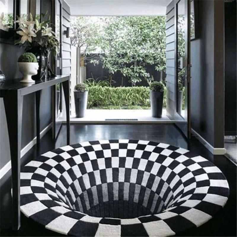 Vortex Illusion Rug 3D Vortex Illusion Rug Swirl Print Optical Illusion Areas Rug Carpet Floor Pad Non-slip Doormat Mats