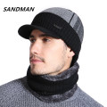 High Quality Cotton Fur Brim Winter Hats Skullies Beanies For Men Women Wool Scarf Caps Outdoor Gorras Bonnet Knitted Hat